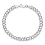 Sterling Silver Rhodium Plated 8inch Polished Charm Bracelet, 8 in