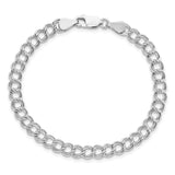 Sterling Silver Rhodium Plated 7inch Polished Charm Bracelet, 7 in