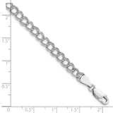Sterling Silver Rhodium Plated 8inch Polished Charm Bracelet, 8 in