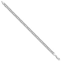 Sterling Silver Rhodium Plated 6mm Double Link Charm 7in Bracelet, 7 in