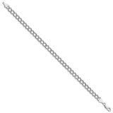 Sterling Silver Rhodium Plated 6mm Double Link Charm 7in Bracelet, 7 in