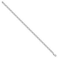 Sterling Silver Rhodium Plated Anklet, 10 in