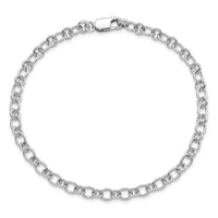 Sterling Silver Rhodium Plated Anklet, 10 in