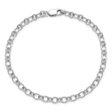 Sterling Silver Rhodium Plated Anklet, 10 in