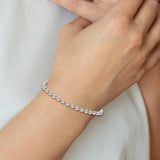 Sterling Silver Rhodium Plated Beaded Dangling Heart Magnetic Clasp Bracele, 7.5 in
