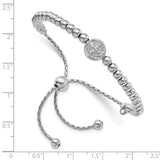 Precious Accents Sterling Silver Rhodium-plated Beaded Saint Medal 5in to 8.25in Bracelet, 9 in