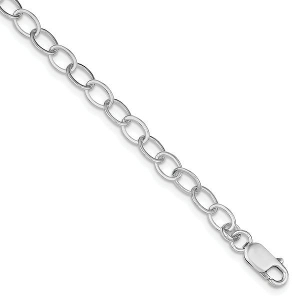 Sterling Silver Rhodium Plated 8.5inch Fancy Link Bracelet, 8.5 in