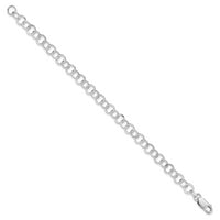 Sterling Silver Rhodium Plated 8.5inch Fancy Link Bracelet, 8.5 in