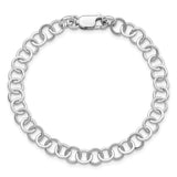 Sterling Silver Rhodium Plated 8.5inch Fancy Link Bracelet, 8.5 in