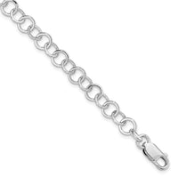 Sterling Silver Rhodium Plated Fancy Link Bracelet- 7.5inches, 7.5 in