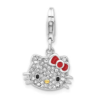 Sterling Silver and Gold-tone Hello Kitty Crystal/Enamel Lobster Clasp Charm