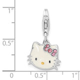 Sterling Silver and Gold-tone Polished and Enameled Crystal Hello Kitty Lobster Clasp Charm