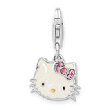 Sterling Silver and Gold-tone Polished and Enameled Crystal Hello Kitty Lobster Clasp Charm