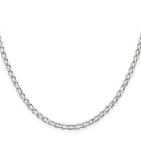 Sterling Silver Rhodium Plated 3.2mm Open Link Chain Anklet, 10 in