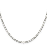 Sterling Silver Rhodium Plated 3.2mm Open Link Chain Anklet, 10 in