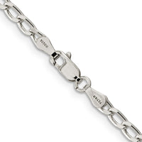 Sterling Silver Rhodium Plated 3.2mm Open Link Chain Anklet, 10 in