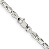 Sterling Silver Rhodium Plated 3.2mm Open Link Chain Anklet, 10 in