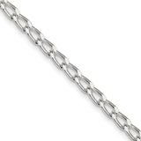 Sterling Silver Rhodium Plated 3.2mm Open Link Chain Anklet, 10 in