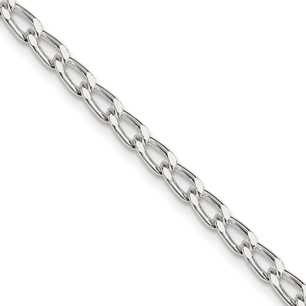 Sterling Silver Rhodium Plated 3.2mm Open Link Chain Anklet, 10 in
