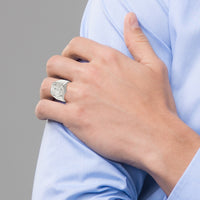 Saris and Things 925 Sterling Silver Men's Saint Michael Ring Size 11, 11.00