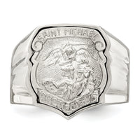 Saris and Things 925 Sterling Silver Men's Saint Michael Ring Size 11, 11.00