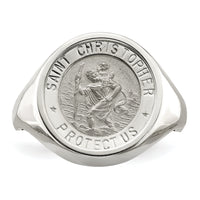 Saris and Things 925 Sterling Silver Men's Saint Christopher Ring Size 10, 10.00