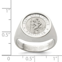 Saris and Things 925 Sterling Silver Men's Saint Christopher Ring Size 11, 11.00