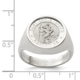 Saris and Things 925 Sterling Silver Men's Saint Christopher Ring Size 11, 11.00