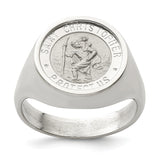 Saris and Things 925 Sterling Silver Men's Saint Christopher Ring Size 11, 11.00