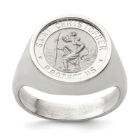 Saris and Things 925 Sterling Silver Men's Saint Christopher Ring Size 10, 10.00