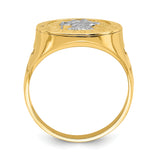 14K w/Rhodium Saint Christopher Ring, 10.00