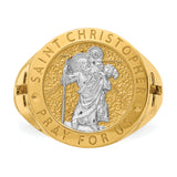 14K w/Rhodium Saint Christopher Ring, 10.00