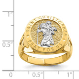 14K w/Rhodium Saint Christopher Ring, 10.00