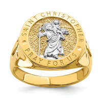 14K w/Rhodium Saint Christopher Ring, 10.00