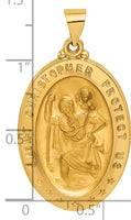 14k Saint Christopher Medal Hollow Pendant