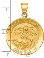Saris and Things 14k Yellow Gold Hollow Saint Michael Medal Charm Pendant