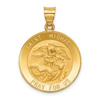 Saris and Things 14k Yellow Gold Hollow Saint Michael Medal Charm Pendant