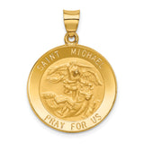 Saris and Things 14k Yellow Gold Hollow Saint Michael Medal Charm Pendant