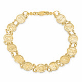 14 Karat Gold-Plated Sterling Silver Traditional Catholic Saints Bracelet (7", 7.5", 8" or 9")