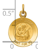 Saris and Things 14k Yellow Gold Solid Saint Joseph Medal Charm Pendant