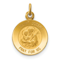 Saris and Things 14k Yellow Gold Solid Saint Joseph Medal Charm Pendant