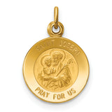 Saris and Things 14k Yellow Gold Solid Saint Joseph Medal Charm Pendant