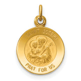 Saris and Things 14k Yellow Gold Solid Saint Joseph Medal Charm Pendant