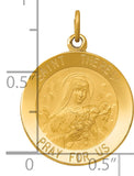 14k Yellow Gold Solid Saint Theresa Medal Charm Pendant