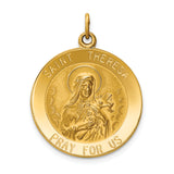 14k Yellow Gold Solid Saint Theresa Medal Charm Pendant