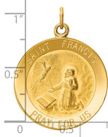 Saris and Things 14k Yellow Gold Solid Saint Francis Medal Charm Pendant