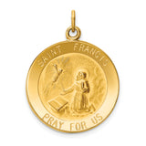 Saris and Things 14k Yellow Gold Solid Saint Francis Medal Charm Pendant