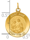 14k Yellow Gold Saint Anne Medal Charm Pendant