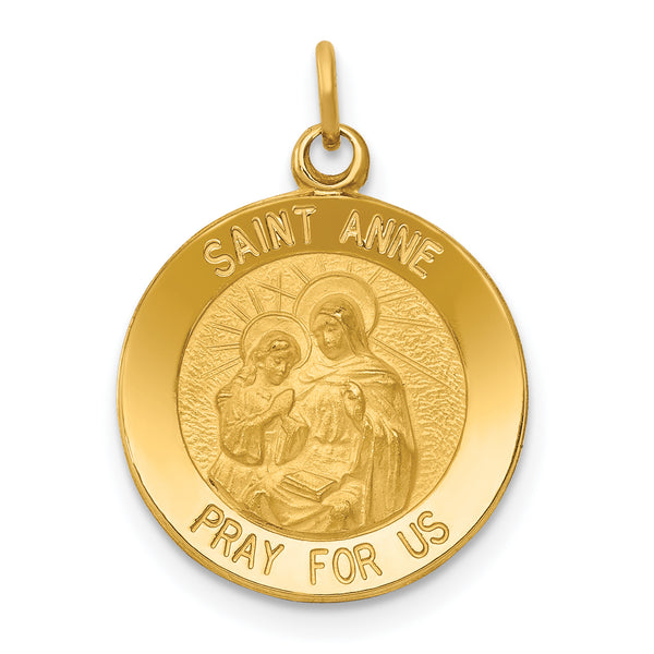 14k Yellow Gold Saint Anne Medal Charm Pendant
