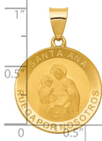 14k Yellow Gold Spanish Saint Anne Medal No Engraving